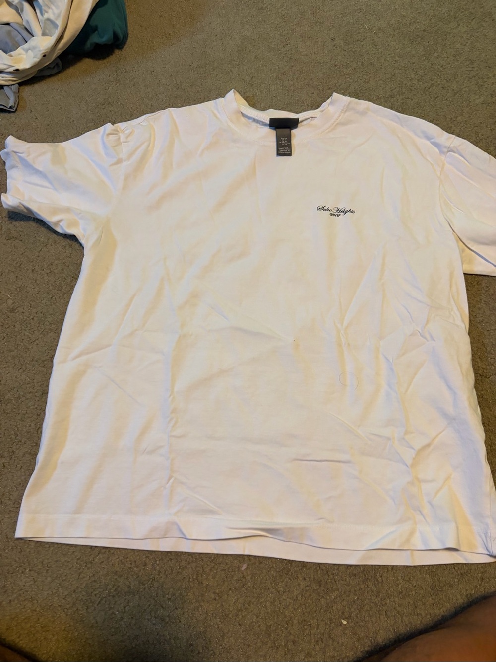 H&M White Men’s Short Sleeve Tee with Small Script Logo